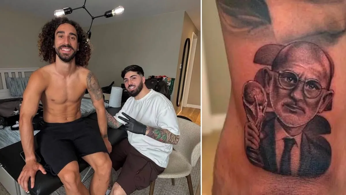 Cucurella se tatúa a Luis de la Fuente tras ganar el Mundial